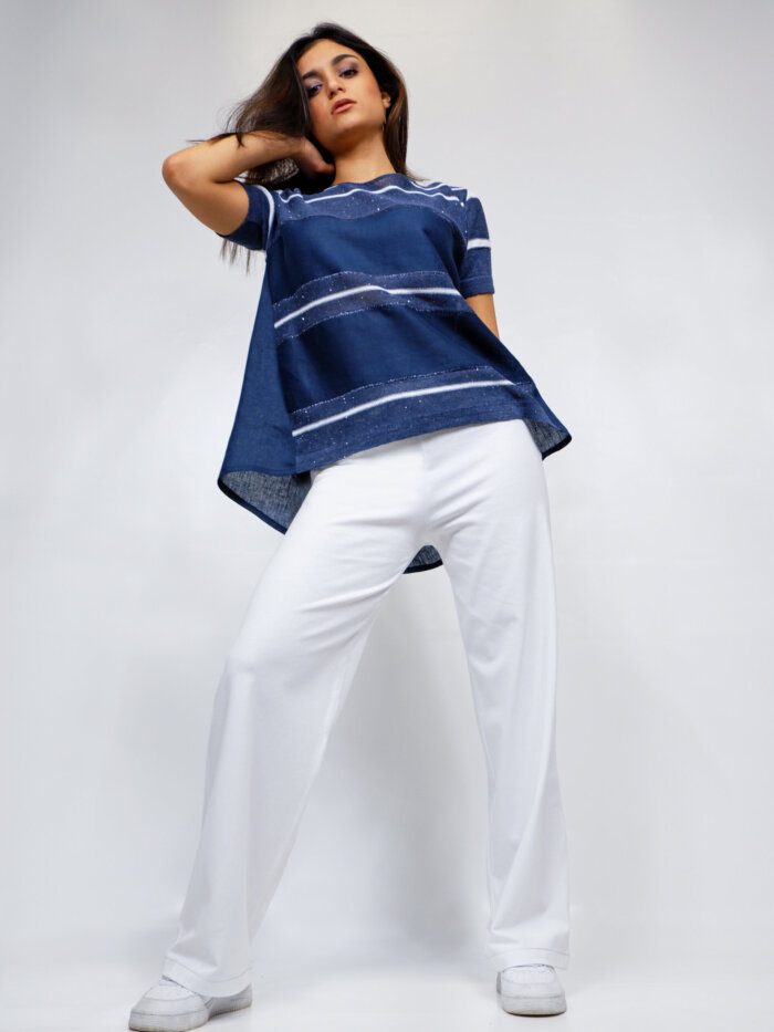 pantalone bianco in cotone stretch