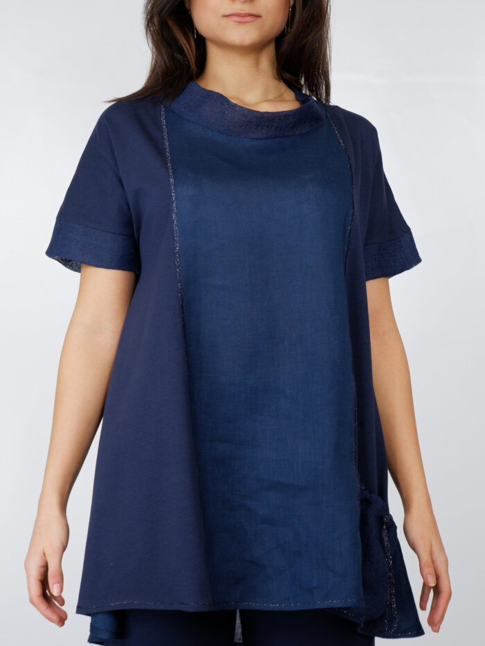 blusa il lino e cotone blu
