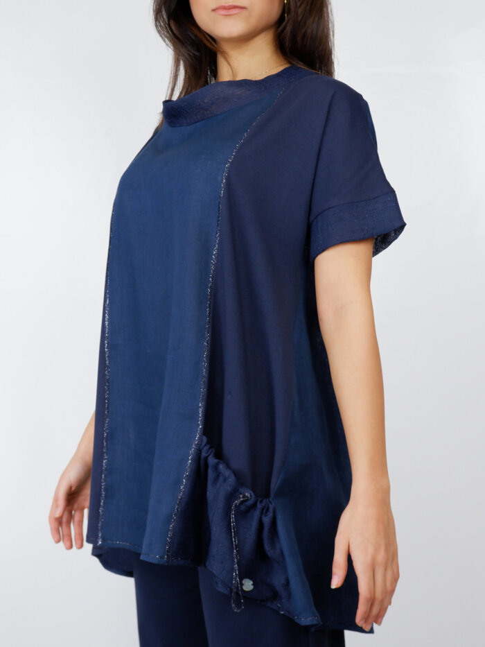 blusa il lino e cotone blu