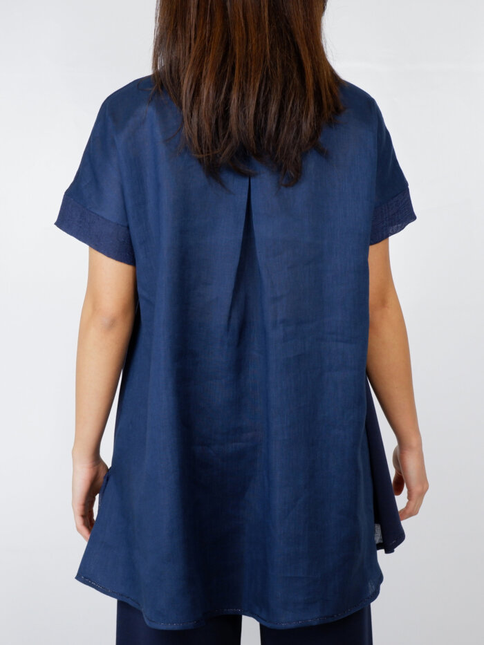 blusa il lino e cotone blu