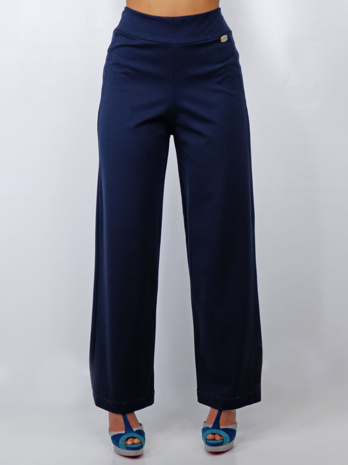 pantalone in cotone stretch blu scuro