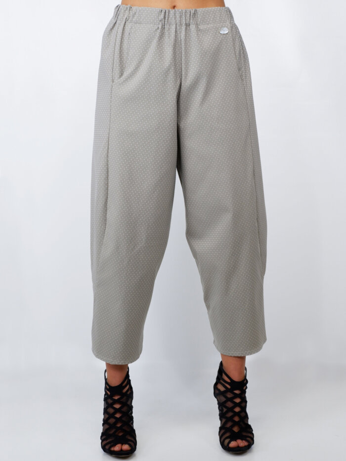 pantaloni comfort fit grigi con micro quadri