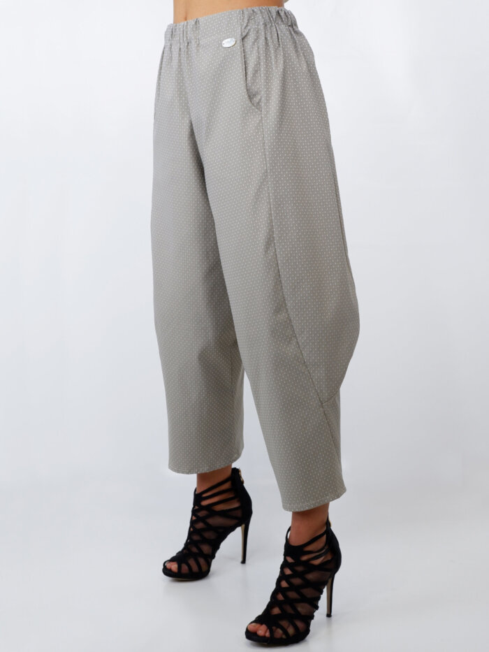 pantaloni comfort fit grigi con micro quadri